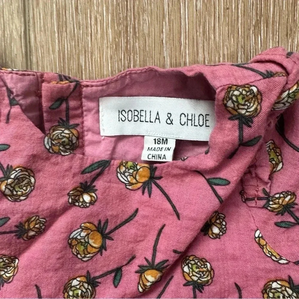 Isobella & Chloe Toddler Girl Long Sleeve Pink Floral Top with Pants Sz 18m GUC